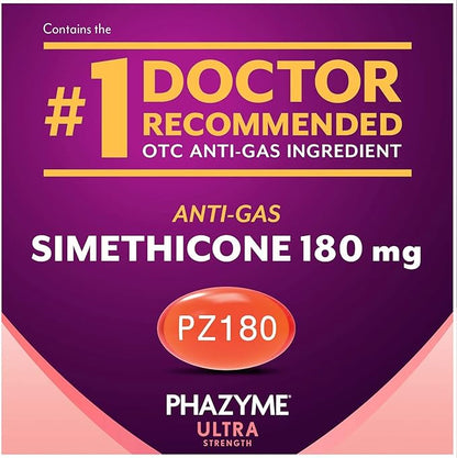 Phazyme Ultra Strength Gas and Bloating Relief, 180 Mg Simethicone, 12 Fast Gels, Pack of 3