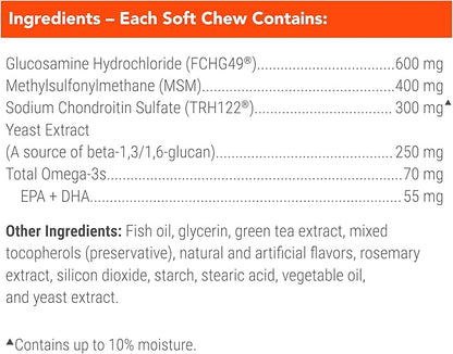 Nutramax Cosequin for Senior Dogs Joint Health Supplement, Contains Glucosamine, Chondroitin, MSM, Omega-3s and Beta-Glucan, Supports Joint, Skin and Coat, Immune Health, Soft Chews, 120 Count
