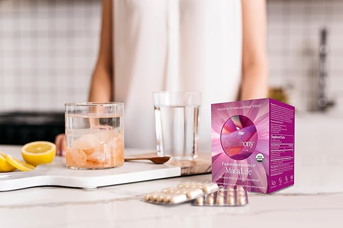 Femmenessence® MacaLife® – Clinically Proven Perimenopausal Organic Vegan Supplement for Natural Hormone Balance, Symptom Relief, Heart & Mood Support (240 Capsules, 120 Day Supply)