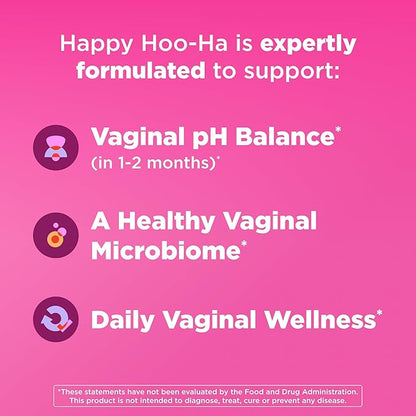 OLLY Happy Hoo-Ha Capsules, Probiotic for Women, Vaginal Health and pH Balance, 10 Billion CFU, Gluten Free - 25 Count