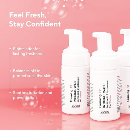 Cos-IQ Brightening Intimate Wash for Women, 100ml | Hygiene Wash with Lactic Acid & Lactoserum | Vaginal Wash, Prevents Itching, Irritation & Dryness, Suitable for All Skin Types