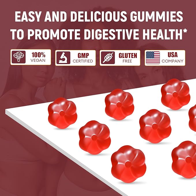 Migcopat Fiber Gummies with Probiotics,10G Fiber per Serving No Sugar Added Apple Flavor, with 10 Billion CFU Probiotics Blend, Apple Cider Vinegar, Vitamin C, Inulin, Bloating Support 90 Count