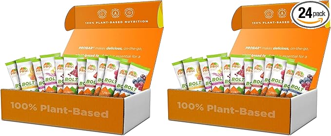 PROBAR - BOLT Organic Energy Chews,Variety Pack,Strawberry,Berry Blast,Orange,Raspberry,Pink Lemonade,Cranberry Pomegranate - Gluten-Free,USDA Certified Organic - Flavors May Vary,(Pack of 24)