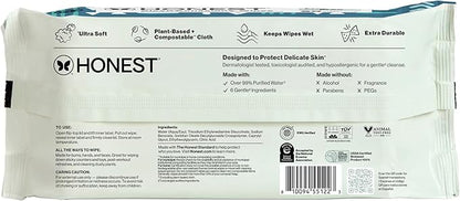 The Honest Company Hypoallergenic Multi-Use Baby Wipes for Sensitive Baby Skin, Balance Blues, 60 Count