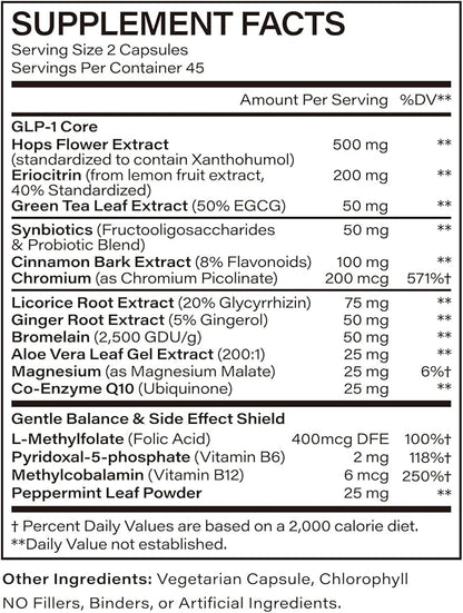 GLP-1 Supplement Support - GLP-1 Support Complex & GLP Activate Natural Formula for Metabolic Balance, Supports a Healthy Lifestyle and Fitness Goals - 90 Capsules