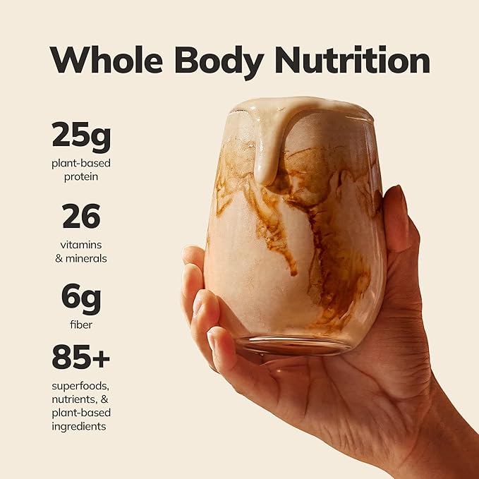 Ka’Chava Whole Body Meal Shake Coffee 2 lb – Vegan Protein Powder with 25g of Protein, 6g of Fiber – Plant-Based Meal Replacement – Probiotics & Digestive Enzymes – Gluten & Dairy Free (15 Servings)