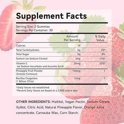 Feminine Balance Gummies for Women, Premium Feminine Balance Gummies Support PH Balance & Vaginal Health, Vegan, Gluten-Free, Strawberry Flavor 60 Gummies