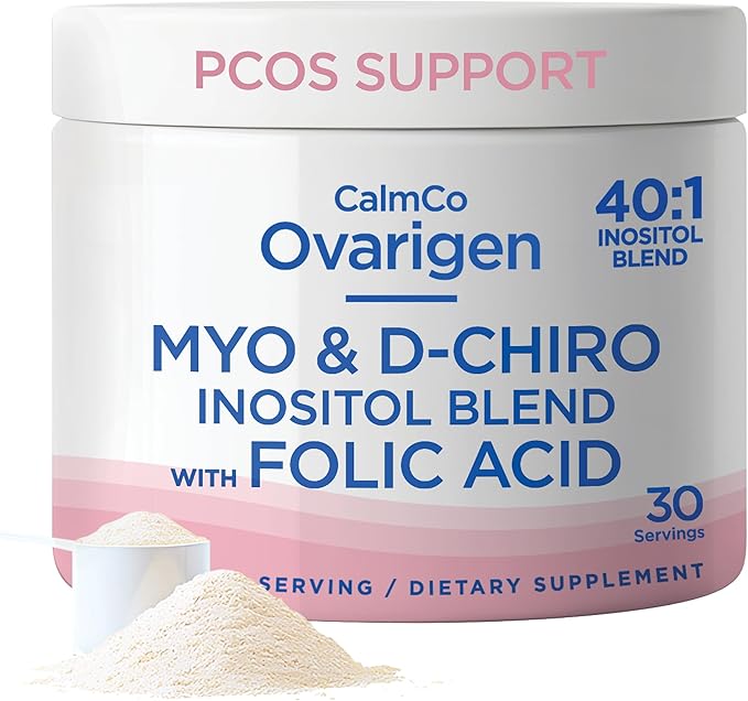 CalmCo Ovarigen Myo-Inositol & D-Chiro Inositol Supplement for Women – 40:1 Inositol Powder with Folic Acid, Fertility Supplements for PCOS, Hormone Balance and Ovarian Support (30 Servings)