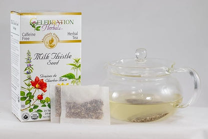 Celebration Herbals Organic Milk Thistle Seed Herbal Tea -- 24 Tea Bags, NET WT.60, 2.11 OZ
