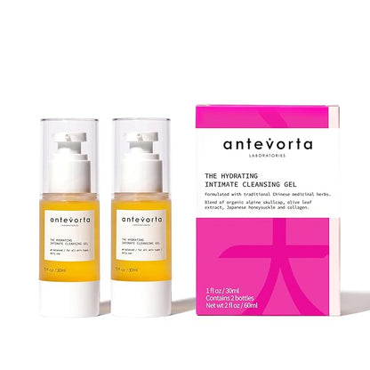 Antevorta Feminine Wash for Vaginal Health - Intimate Cleansing Gel - Soothes Dryness, Itch, & Order - Menopause Irritability, Natural pH Balanced, Regular to Sensitive Skin, 2-Pack