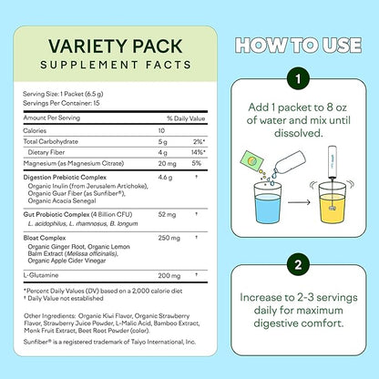 Feel Goods Gut Guardian, Digestive Health Powder Packets - Probiotic Fiber Powder with Prebiotics & L Glutamine for Gut Health, Bloating Relief & Digestion Support - Zero Sugar & Organic Flavor
