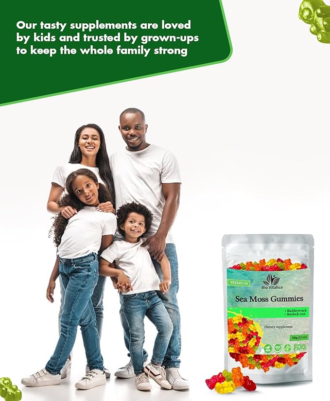 BIO VITALICA Sea Moss Gummies – with Bladderwrack & Burdock Root – Wildcrafted Gel + Powder – Vegan, Keto, Non-GMO, Gluten-Free – Fruity Mineral-Rich Gummies – 50 Count (3 Pack)