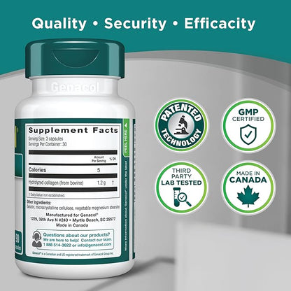 Collagen Peptides Joint Supplements for Men & Women by Genacol | Exclusive Hydrolyzed Collagen Pills | Helps Maintain Healthy Joints | Colageno Hidrolizado | Genacol Original 180 Capsules
