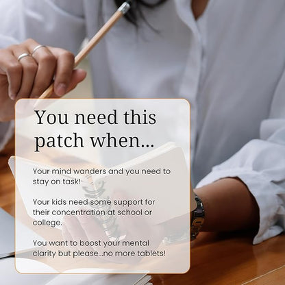The Patch Remedy Focus Patch | Ginkgo Biloba, Acetyl-L-Carnitine, Bacopa, Magnesium L-Threonate, Green Tea | 30 Patches
