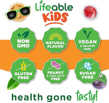 Lifeable Sugar Free Elderberry Gummies for Kids with Vitamin C and Zinc | Kids Immune Support Supplement | Great Tasting Elderberry Gummies | Vegan, Non GMO, Kosher Gluten Free | 60 Gummies