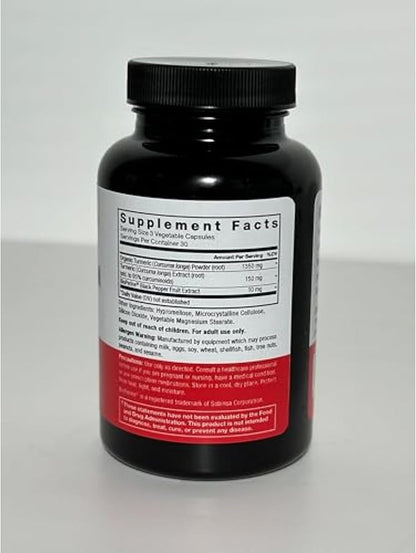 Force Factor Turmeric Curcumin Supplement with Black Pepper, Joint Support Supplement with BioPerine for Enhanced Absorption, No Gelatin, Non-GMO, 90 Capsules (Pack of 2)