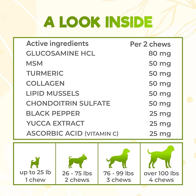 ZENO Glucosamine HCL & Hip and Joint Chews for Dogs - 150 pcs - Advanced Hip and Joint Support for Dogs - with MSM & Green Lipped Mussel - Beef