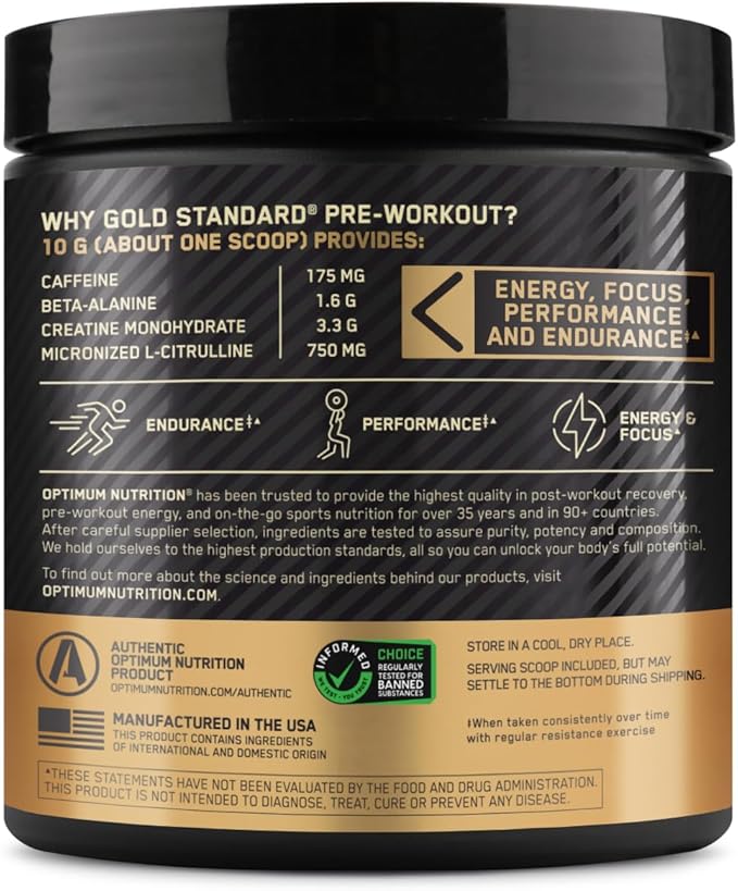 Optimum Nutrition Gold Standard Pre Workout with Creatine,Beta-Alanine,and Caffeine for Energy,Flavor: Green Apple,30 Servings (Packaging May Vary),(Pack of 2)