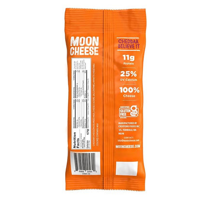 Moon Cheese Cheddar Believe It, 1 Ounce, 12-Pack, Crunchy, Protein-Rich Cheese Snack, Keto Friendly, 100% Real Cheese