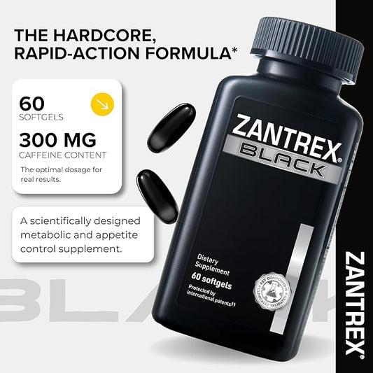 Zantrex Black – Naturally Boost GLP-1 & Metabolism Support | Thermogenic Energy, Weight Management Formula | 120 Count