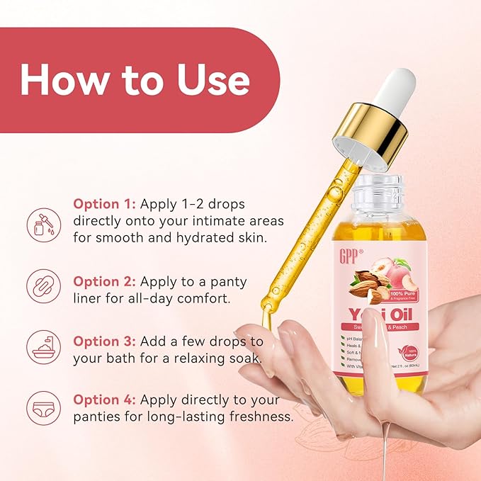 Yoni Oil Wash for Women pH Balance and Wetness, Feminine Oil Ingrown Hair, Nourishing, Moisturizing Formula for All Skin Types, Yoni Care with Vitamin E, Natural Yoni Wash(Peach)