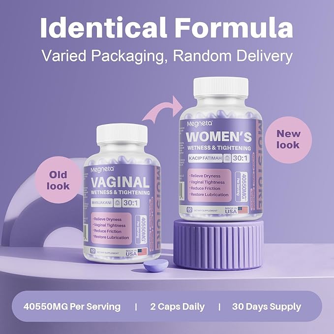 Vaginal Tightening Capsules for Women – Kacip Fatimah, Manjakani & Slippery Elm – Support Elasticity, pH Balance & Intimate Dryness Relief – 60 Vegan Capsules