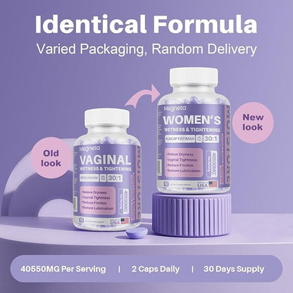 Vaginal Tightening Capsules for Women – Kacip Fatimah, Manjakani & Slippery Elm – Support Elasticity, pH Balance & Intimate Dryness Relief – 60 Vegan Capsules