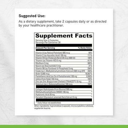 DaVinci Labs Hair, Skin & Nails - Dietary Supplement to Support Smooth, Healthy Skin, Strong Nails and Hair Health* - With Vitamin C and D3, Minerals, Biotin, Zinc and More - Gluten-Free - 60 Capsules