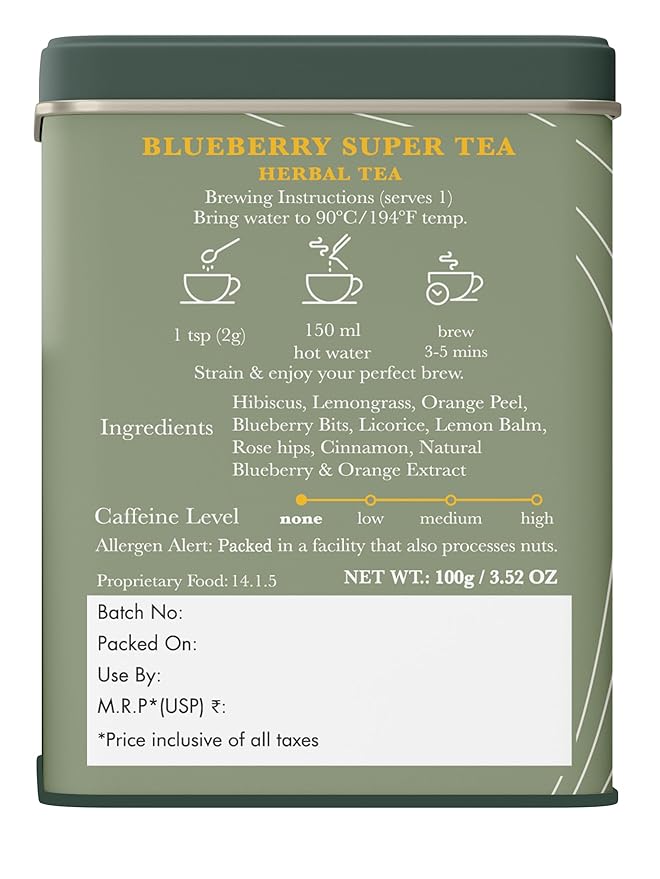 Luxmi Estates - Blueberry Hibiscus Tea 50 Cups (100g/3.5oz) | Anti-oxidant Rich | Caffeine-Free