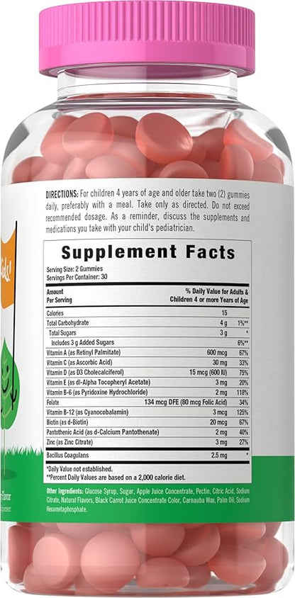 Carlyle Kids Multivitamin Gummies with Probiotics | 60 Chewables | Berry Flavor | Vegetarian, Non-GMO, Gluten Free Children's Supplement | by Lil' Sprouts | Packaging May Vary