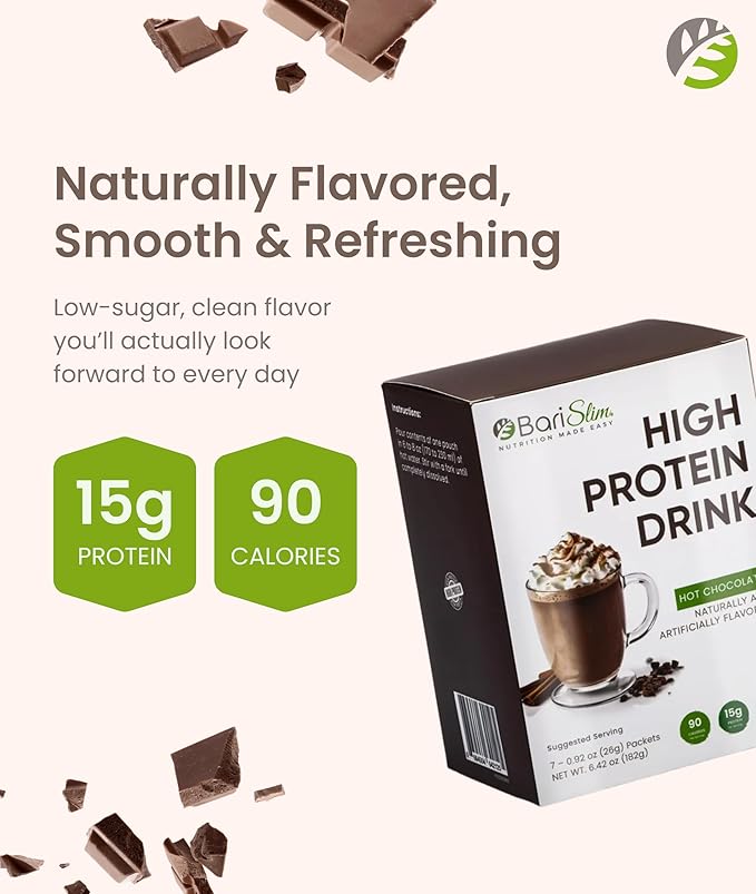 BariSlim High Protein Shake - Delicious & Nutritious Meal Replacement Shake - Low Sugar & Carb - Formulated for Bariatric Patients & Post-Weight Loss Surgery Support | Hot Chocolate (9 oz)