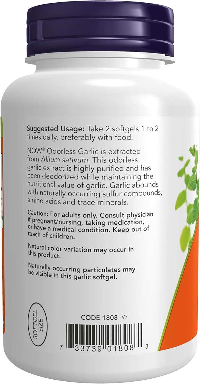 NOW Foods Supplements, Odorless Garlic (Allium sativum), Concentrated Extract, 250 Softgels