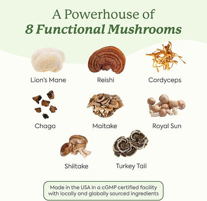 WonderDay Extra Strength Mushroom Gummies – Sugar Free Lion’s Mane, Cordyceps, Reishi & Chaga Supplement for Adults – Mood Boost, Energy, Focus, Immune Support & Gut Health – Vegan, Non-GMO (60 Count)