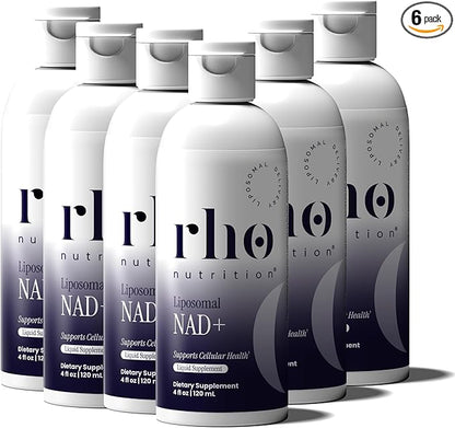 Rho Nutrition Liposomal NAD+ – Liquid Supplement Designed to Help Support Absorption – Active Form of NAD+ Helps Support Normal Cellular Health, Healthy Aging, Energy Metabolism & Vitality – 6 Pack