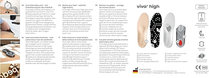 Pedag Viva High | Extra High Arch Support | Handmade in Germany | Plantar Fasciitis Relief | Heel Cushion | Activated Charcoal Odor Control | Metatarsal Support | Tan Leather | Men US 11/ EU 44