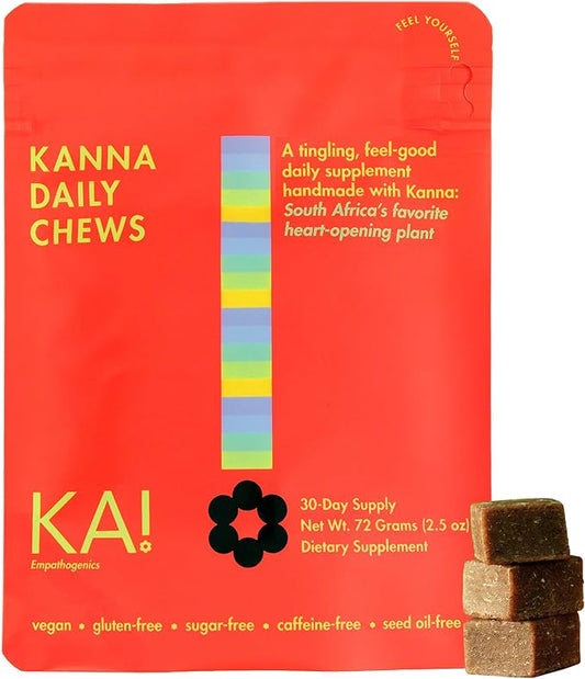 KA Kanna Daily Chews, Kanna Extract 30mg, Plant-Based Mood & Relaxation Support with Focus, Natural Herbal Supplement Alternative to Gummies, Sugar-Free, Vegan, Gluten-Free, 30 Count - Wildberry Mint