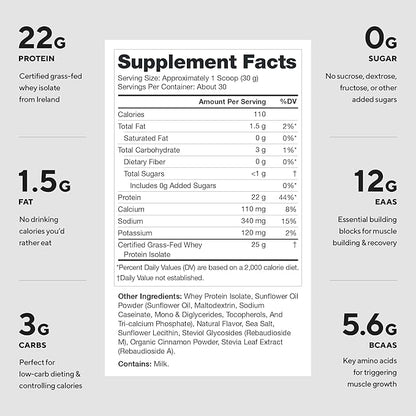 LEGION Whey+ Protein Whey Isolate from Grass Fed Cows (Apple Pie, 30 Servings) - Whey Protein Isolate Powder Low Calorie, Non-GMO, Sugar Free, Lactose and Gluten Free, All Natural Protein Powder