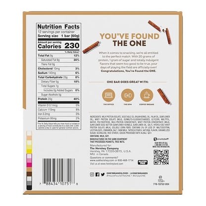 ONE Protein Bars, Cinnamon Roll, Gluten Free with 20g Protein and 1g Sugar, Pantry Staples, 2.12 oz (12 Count), Packaging May Vary