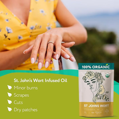 Organic St Johns Wort Tea (10 oz.) – 100% Pure Dried Saint John’s Wort Herb – Te de Hierba de San Juan Organica