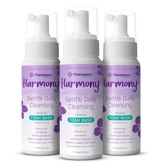 Theraworx Harmony Daily Feminine Care Foam, Gentle Daily Cleansing Fragrance Free, Reduces Odor, pH Balanced - 7.1 fl oz - 3 Count