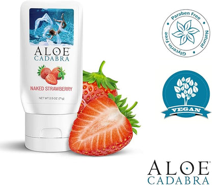 Aloe Cadabra Flavored Personal Lubricant and Vaginal Moisturizer, Organic Edible Aloe Lube for Men, Women and Couples, Non-Staining, pH Balanced, Toy Compatible (Strawberry, 2.5 Ounces, 5 Pack)