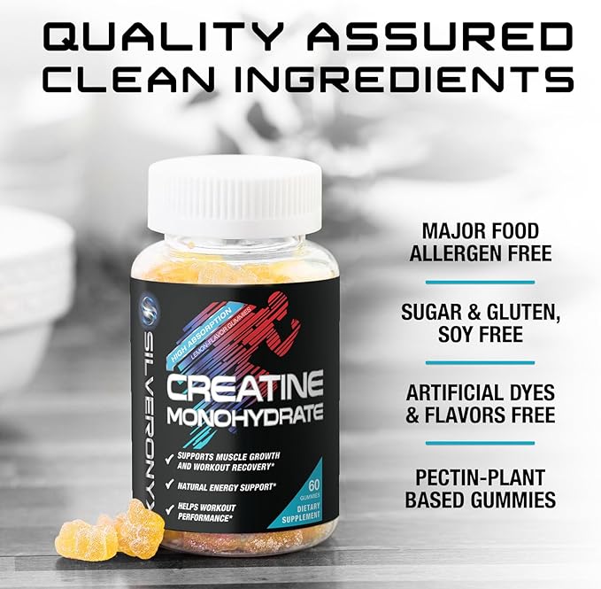 Creatine Gummies - 2000mg per serving Creatine Monohydrate Chewables - Best Micronized, Sugar Free Creatine for Men & Women - Supports Lean Muscle, Strength, Energy, & Endurance - 60 Lemon Gummies