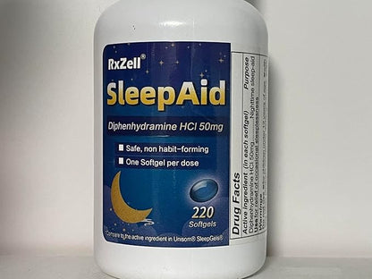 Sleep Aid, Diphenhydramine 50mg, Easy-to-Swallow Softgels, Supports Deeper Restful Sleeping, Non Habit-Forming (220 Counts)
