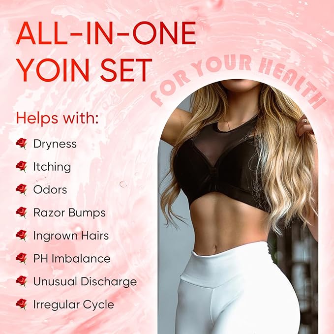 Feminine Wash & Yoni Soap Bar & Yoni Oil Ph Balance Feminine Wash, Yoni Wash for Vaginal Moisturizer Remove Odor, 3.53OZ Yoni Bar 5.07 Fl.Oz Vaginal Wash & 1 Fl.Oz Yoni Oil, Rose Scent
