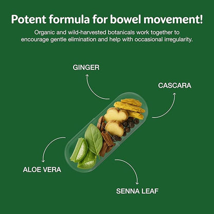 Simply Herbs Easy Go Bowel Mover - Adult Cleansing Supplement for Colon Health Support - Bowel Movement Aid - Stool Softener - Daily-Use Laxative - Plant-Based Ingredients - Vegan - 50 Count