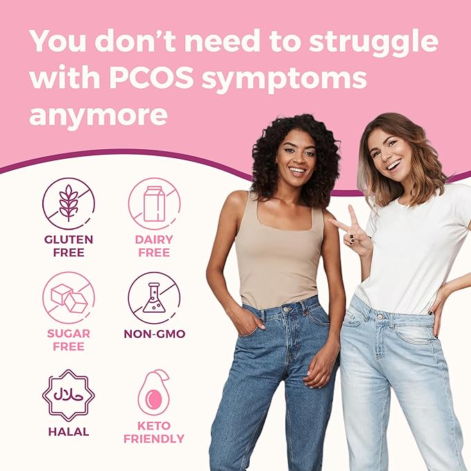VITA-PCOS AndroBlocker Balance Supplement for Women - Stinging Nettle Capsules with Zinc & Inositol for Unwanted Facial Hair & Healthy Period - Saw Palmetto for Women Energy & Vitality - 60 Capsules