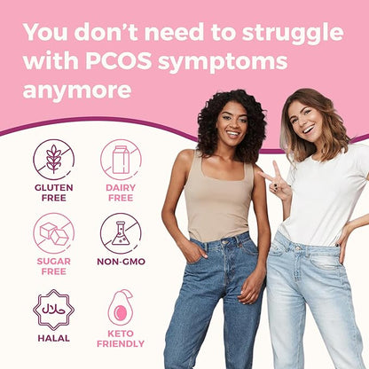 VITA-PCOS AndroBlocker Balance Supplement for Women - Stinging Nettle Capsules with Zinc & Inositol for Unwanted Facial Hair & Healthy Period - Saw Palmetto for Women Energy & Vitality - 60 Capsules