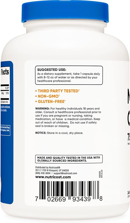 Nutricost Magnesium Oxide 750mg, 240 Capsules (3 Bottles)