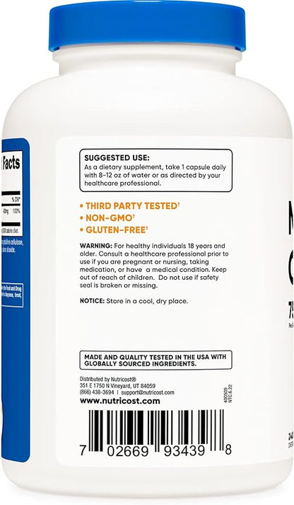 Nutricost Magnesium Oxide 750mg, 240 Capsules (3 Bottles)